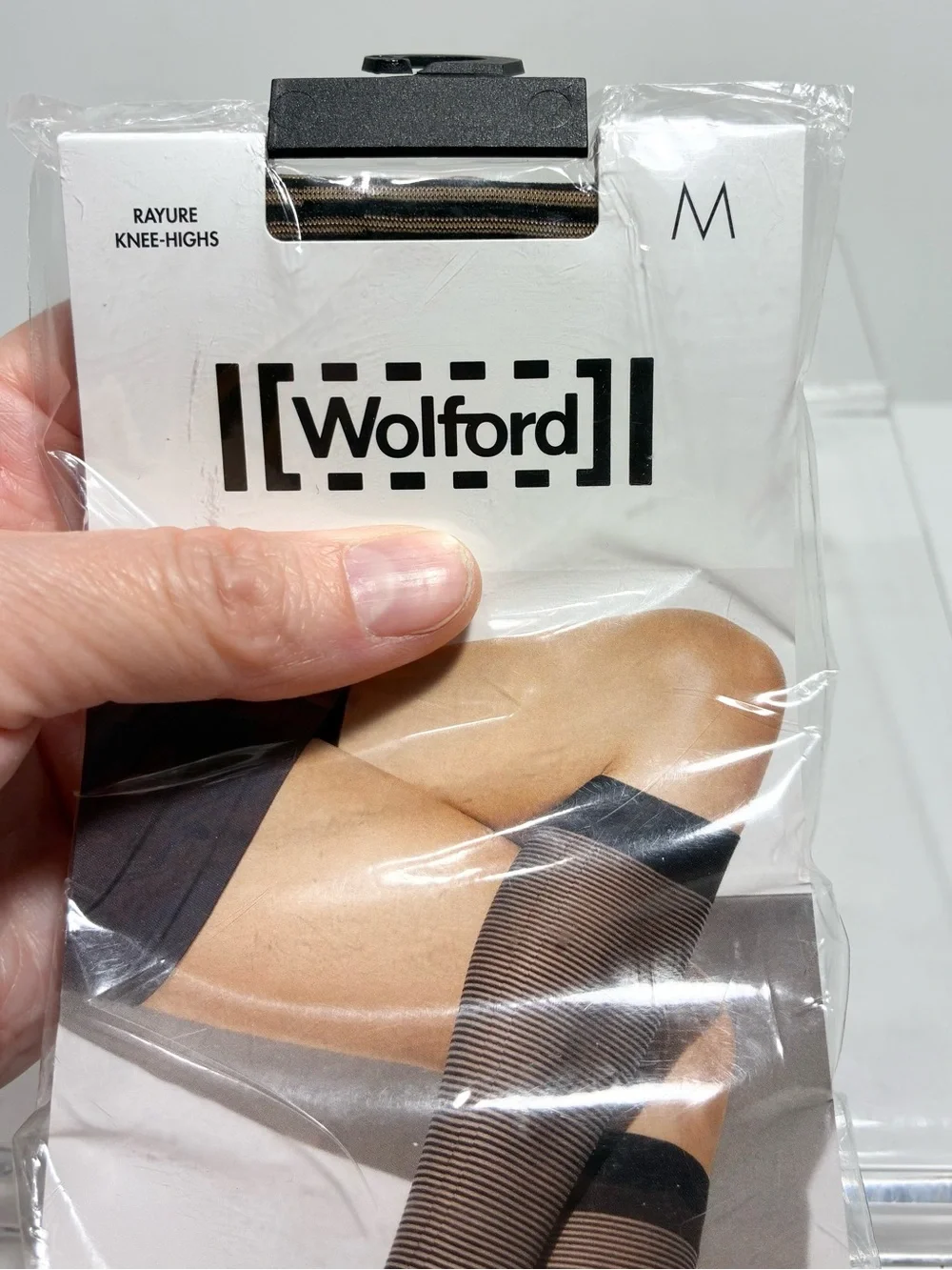 Wolford Horizontal Striped Rayure Knee-Highs Sahara Black Size Medium